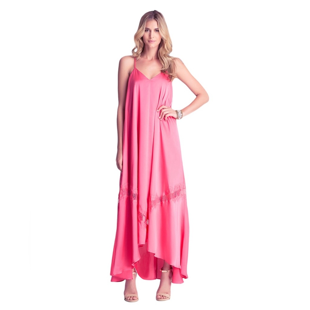 NWT Bebe woven Maxi dress with Lace insert size S